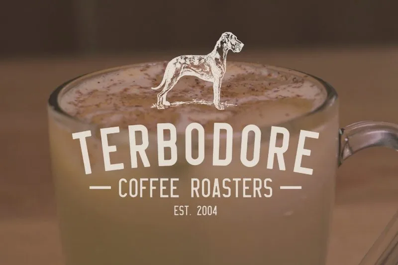 Terbo Drinks #1 - Chilled Festive Espresso Eggnog | TERBODORE Coffee Roasters Terbodore Coffee Roasters logo with espresso eggnog in background