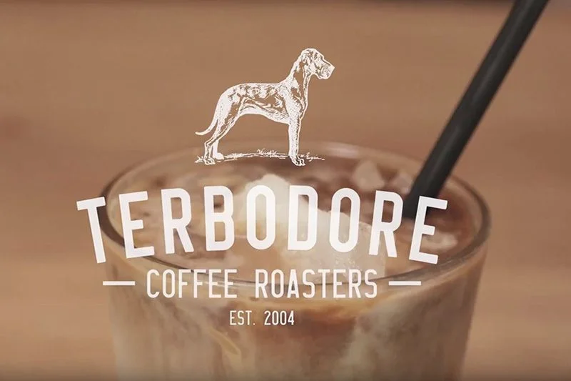 Terbodore Coffee Roasters with Great dane dog logo