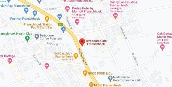 Terbodore Cafe map in Franscchoek