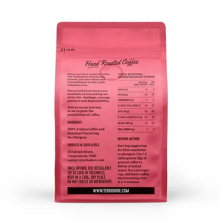 Terbodore Italian Hazelnut Coffee pack - back